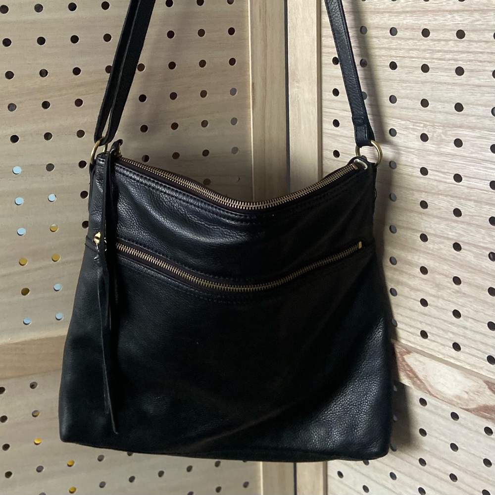 Margot Pebbled Black Leather Gold Hardware